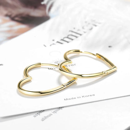 Silver Sterling Big Heart Hoop Earrings