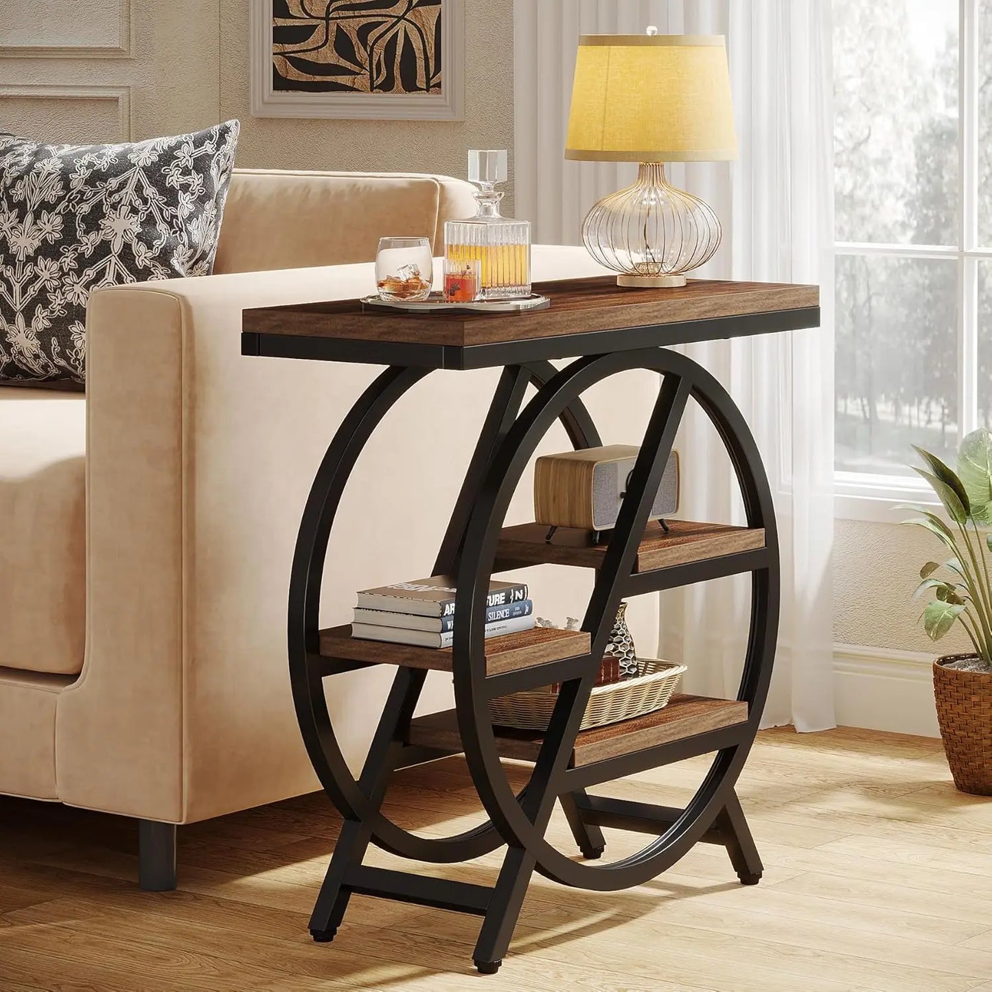 3-Tier Narrow Side Table  With Storage,