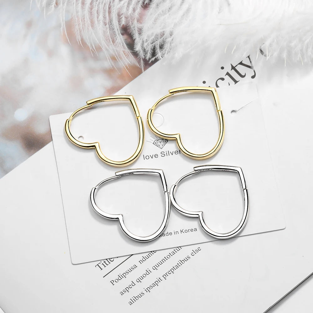 Silver Sterling Big Heart Hoop Earrings