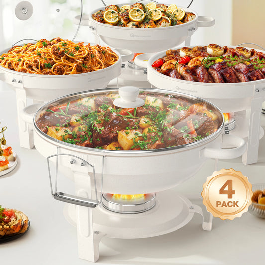 2/4Pack 5QT  Round Chafing Dishes Buffet Set with Glass Lid