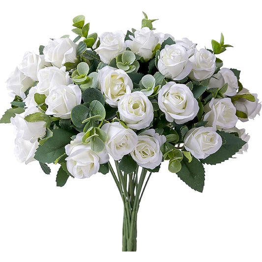 Silk Rose white Eucalyptus Peony Bouquet