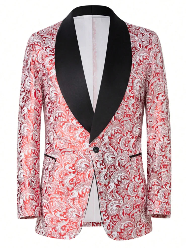 Mens Floral Tuxedo  Blazer Jacket