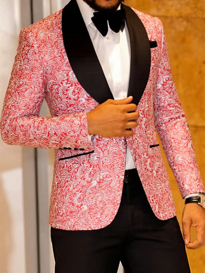 Mens Floral Tuxedo  Blazer Jacket