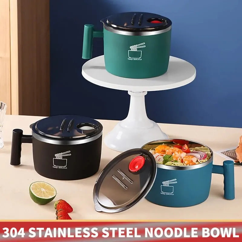 Stainless Steel Bowl With Lid For Instant Noodles