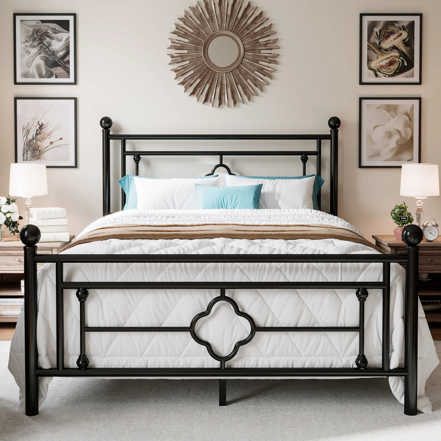 Metal  Frame, Victorian Style, Wrought Iron Headboard  And Footboard