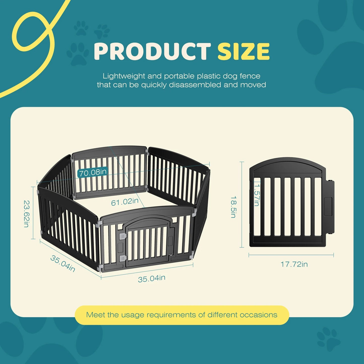 Playpen 6 Panel 24IN Expandable Durable Pet Fence for Medium Dogs