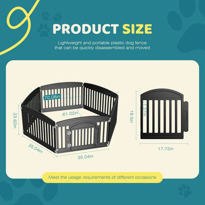 Playpen 6 Panel 24IN Expandable Durable Pet Fence for Medium Dogs