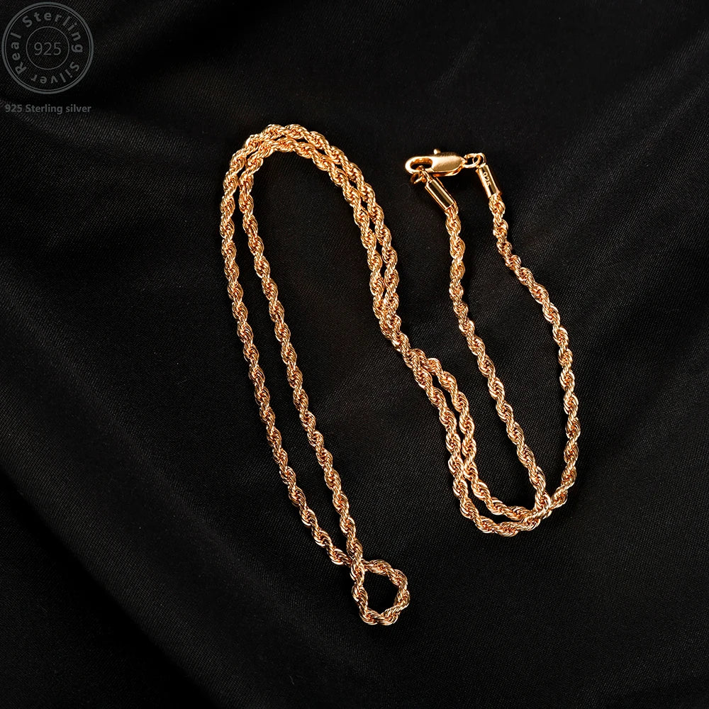 18K Gold plated 2.8MM Twisted Rope Twist Electroplating Necklace
