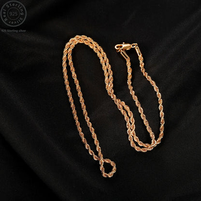 18K Gold plated 2.8MM Twisted Rope Twist Electroplating Necklace