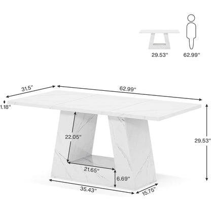 Dining Table for 4 to 6 People ,Rectangular  Sturdy Base