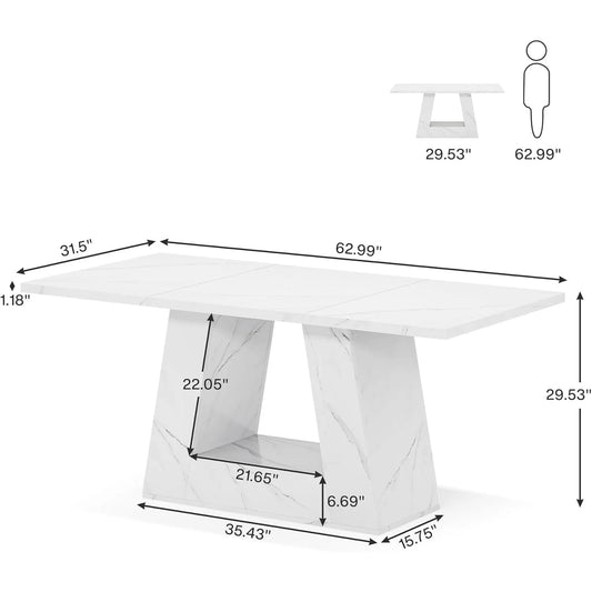 Dining Table for 4 to 6 People ,Rectangular  Sturdy Base