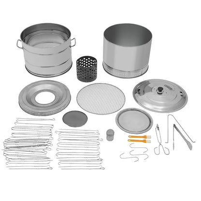 Stainless Steel BBQ Grill Barrel Portable Charcoal Grills 360°