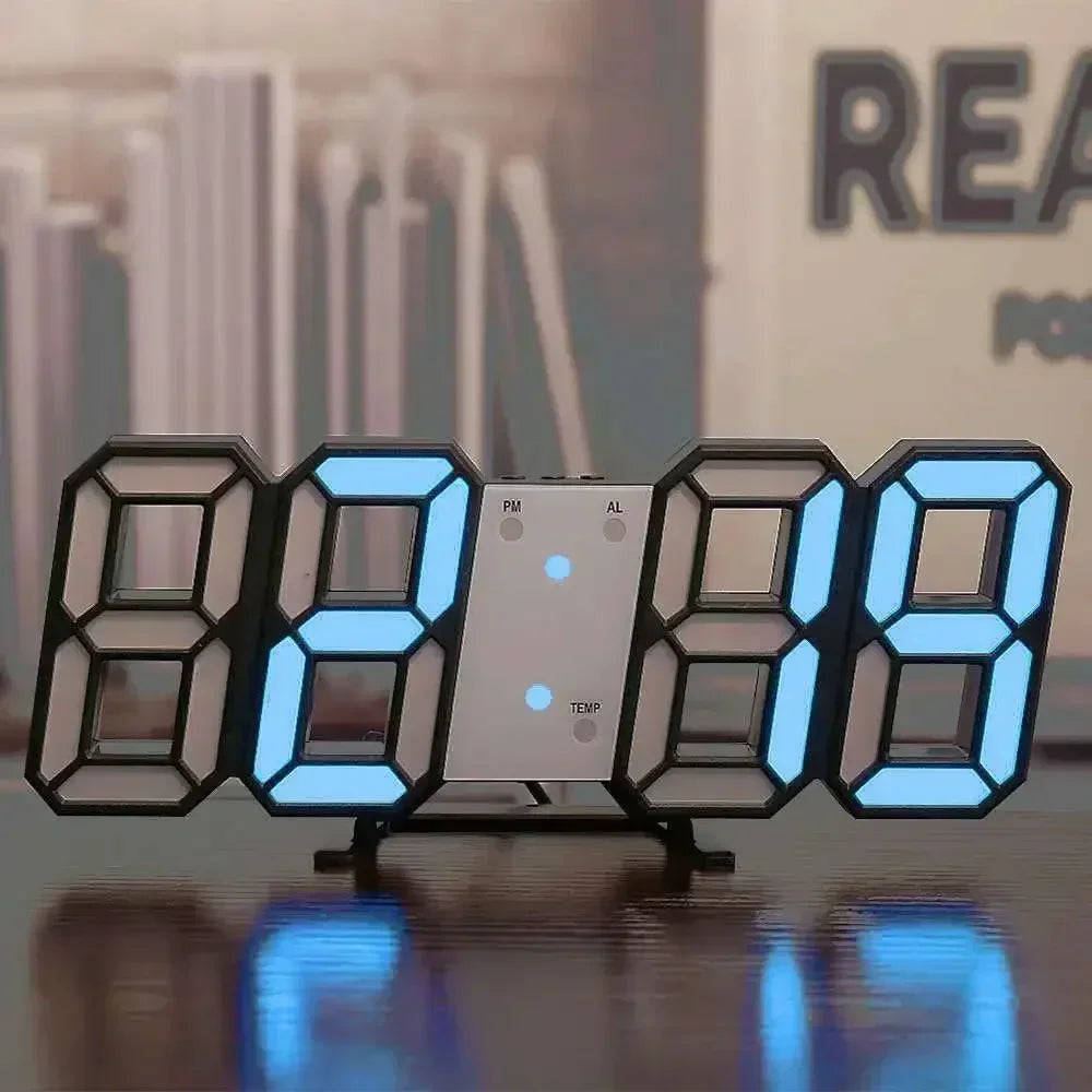 3D LED Digital Clock Wall Decoration Glow Night