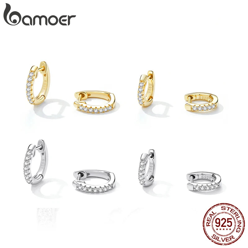 Sterling Silver Cubic Zirconia Ear Cuffs 18K Gold Hoop Earrings