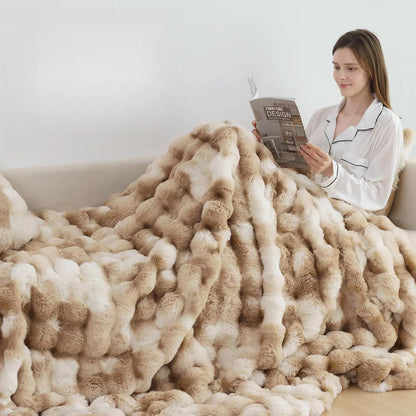 Cozy |Faux Rabbit] Soft, Warm,  Fleece Blanket | Throw