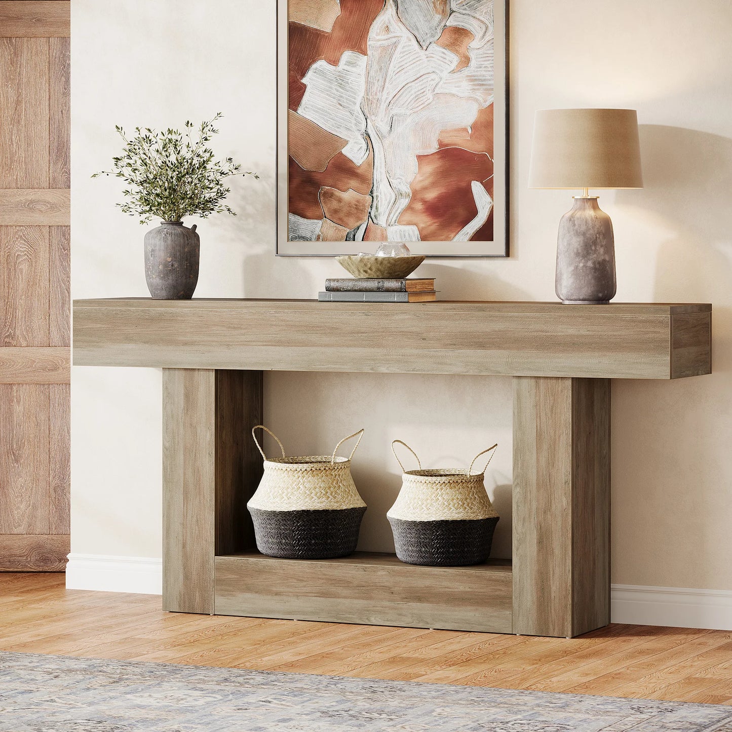 63" Console Table, 2-Tier Entryway Table