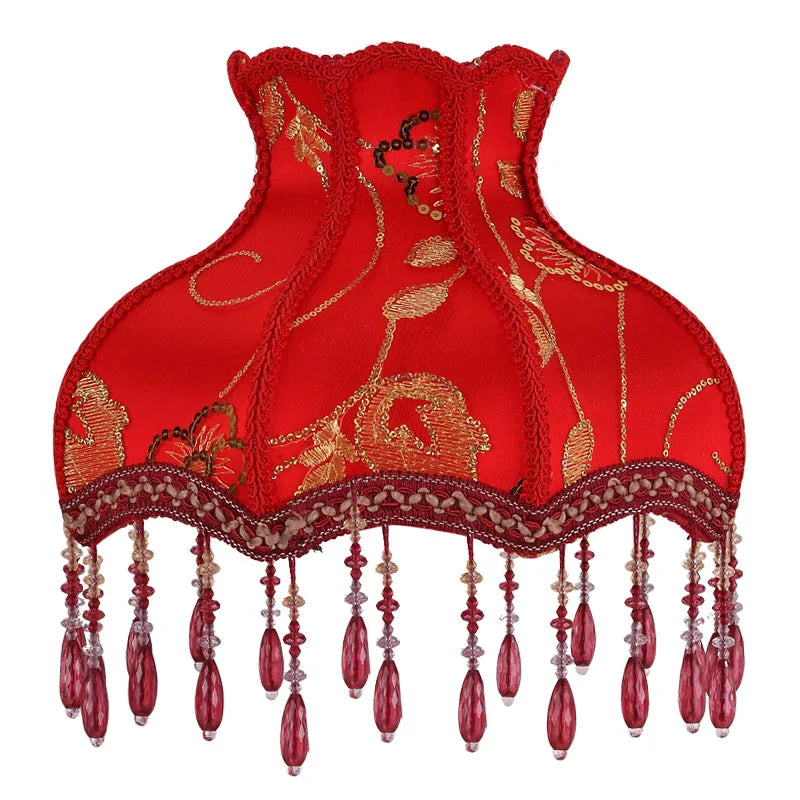 European Style Lampshade Vintage High-End Cloth Art Bead Lace