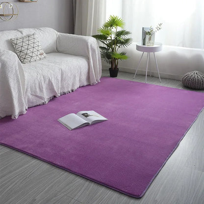 Pink Coral Velvet Carpet Living Room Short Plush Rug
