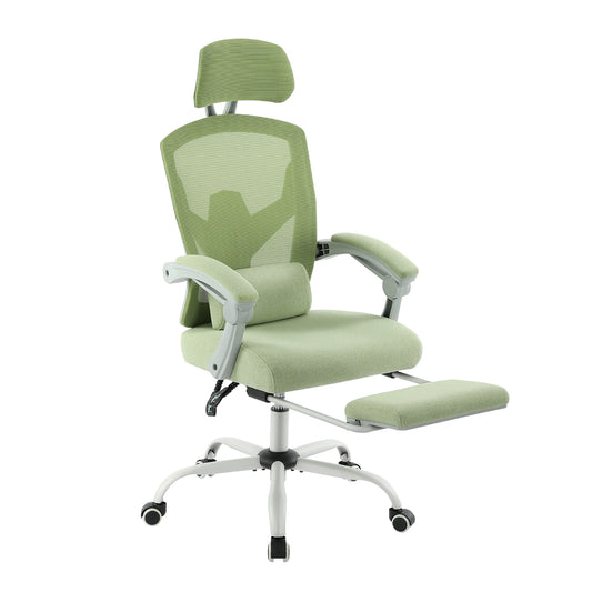 Reclining High Back Mesh Swivel Lumbar Chai With Support Pillow