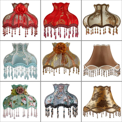 European Style Lampshade Vintage High-End Cloth Art Bead Lace