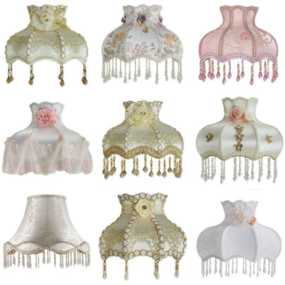 European Style Lampshade Vintage High-End Cloth Art Bead Lace