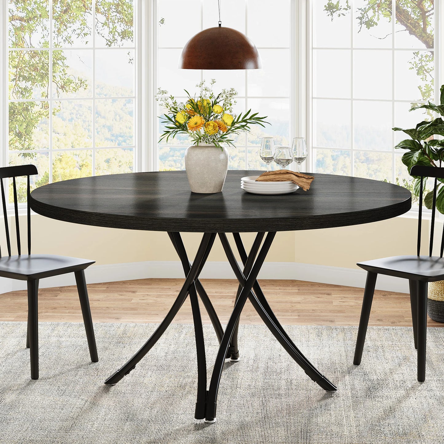 Tribesigns Round Dining Table for 4-6 People Dinner Table