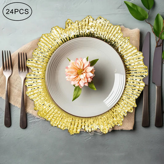 Gold Chargers PP Plate  Round Salad Plate  24Pcs