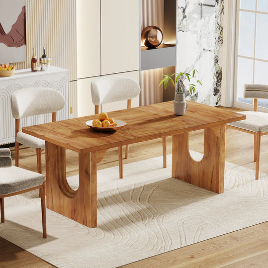 Dining Table for 6 to 8 People  with Wood Pedestal Base,