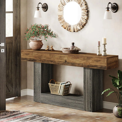 63" Console Table, 2-Tier Entryway Table