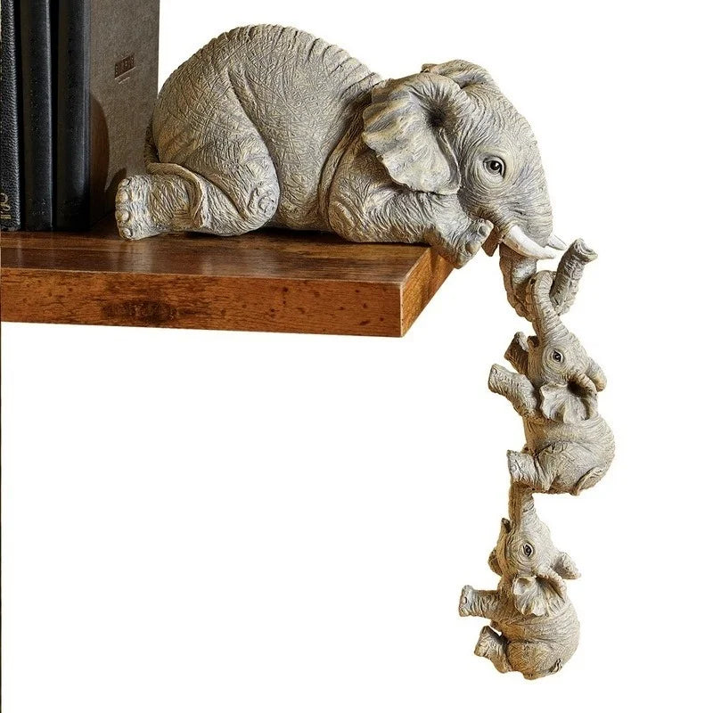 3pcs/set Cute Elephant Figurines Elephant Holding Baby