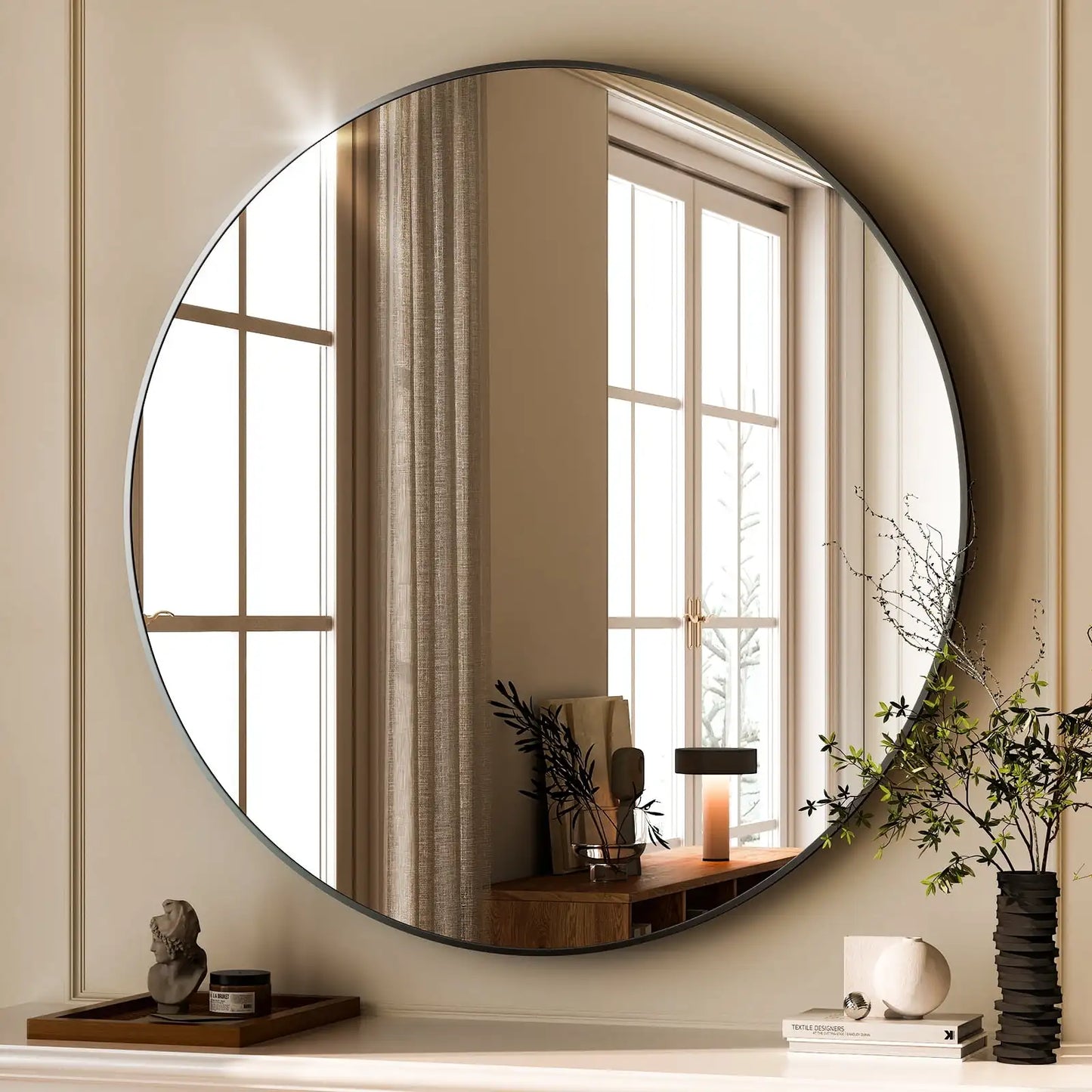 24.2"x24.2" Round Bathroom Wall Mirror,