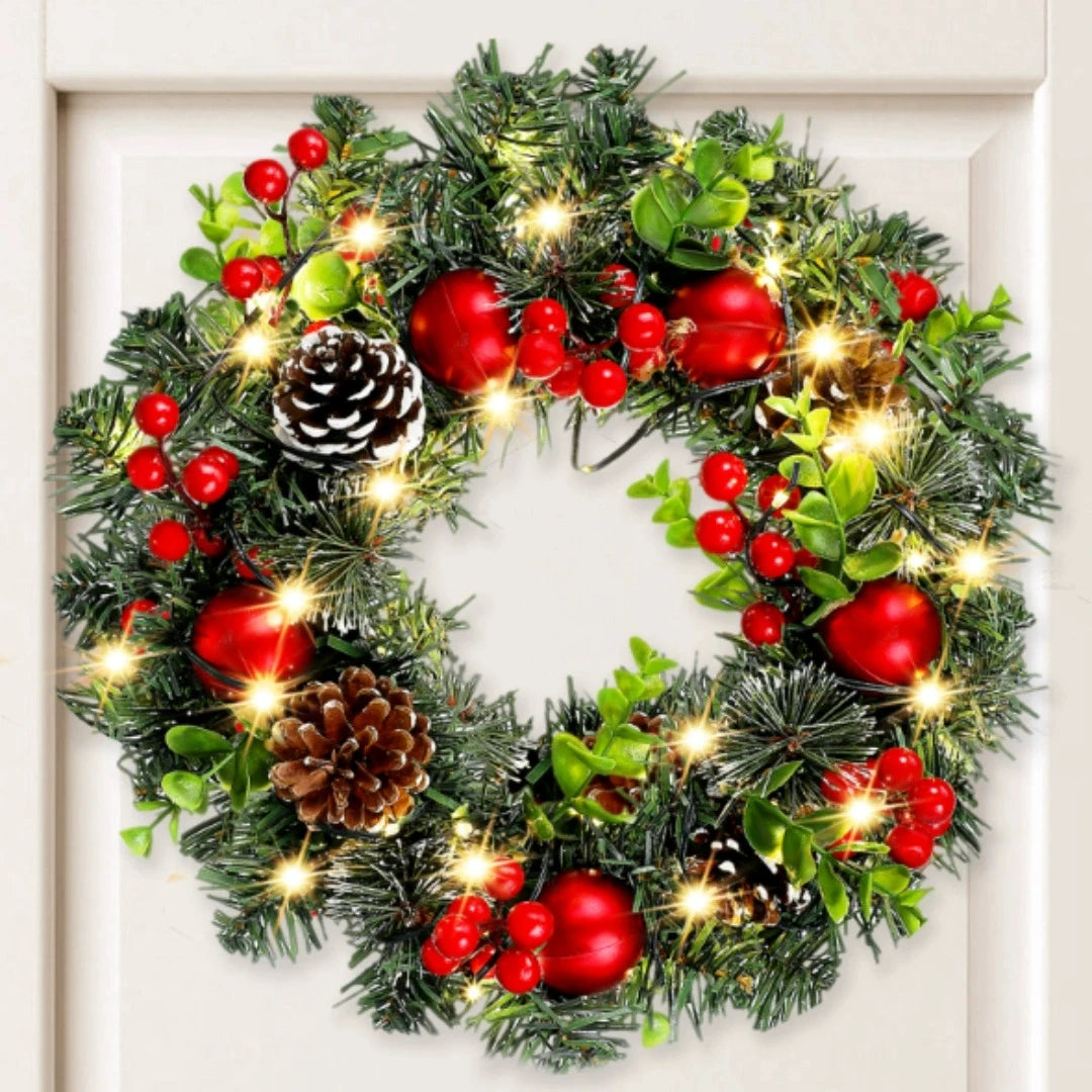 Elegant Red Christmas Wreath LED PVC