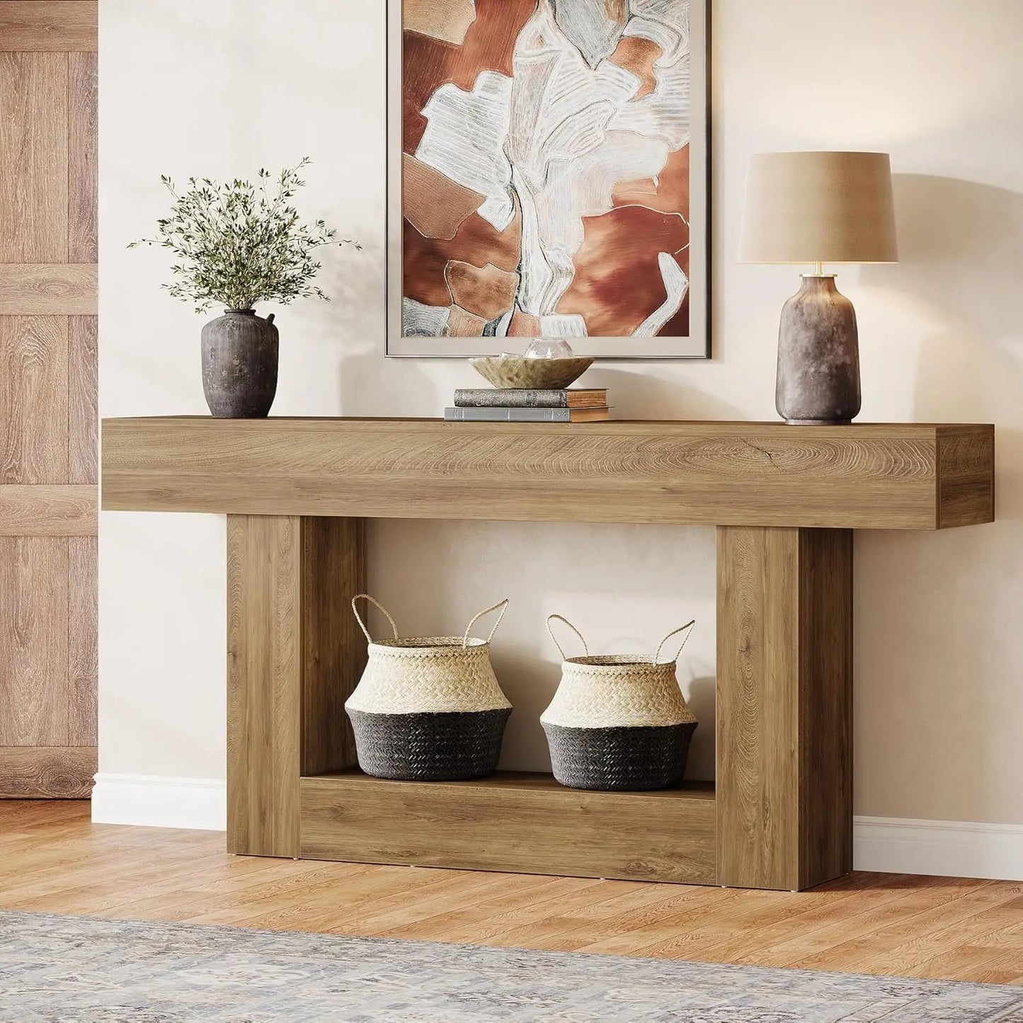 63" Console Table, 2-Tier Entryway Table