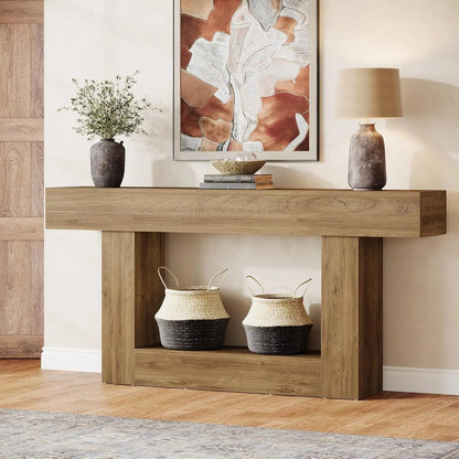 63" Console Table, 2-Tier Entryway Table