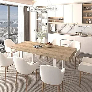 Extendable Dining Room Wooden Table for 6 8 10, 78.74"