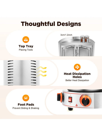 Electric Vertical  Gas Rotisserie Grill Broiler 360° rotating with 2 Burners