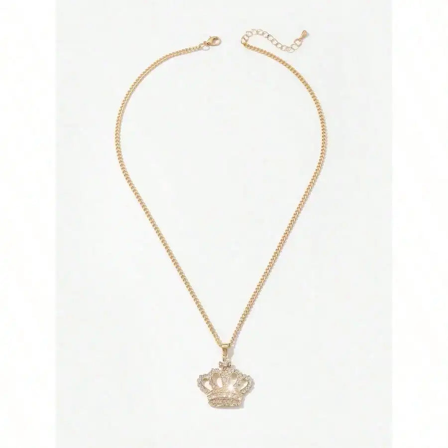 Fashionable Crown Shaped Pendant Necklace With Rhinestone