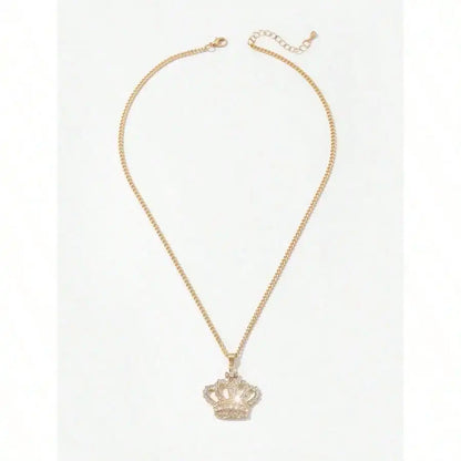 Fashionable Crown Shaped Pendant Necklace With Rhinestone