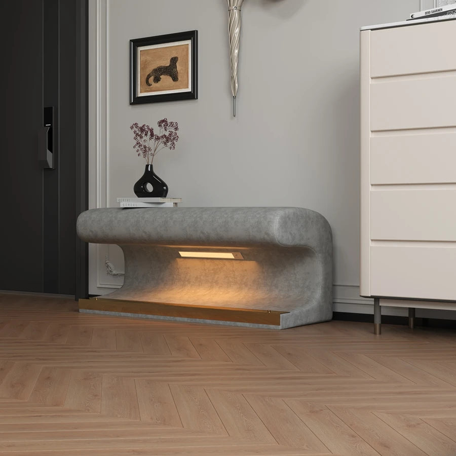 Velvet Padded Storage Bench With Buttons