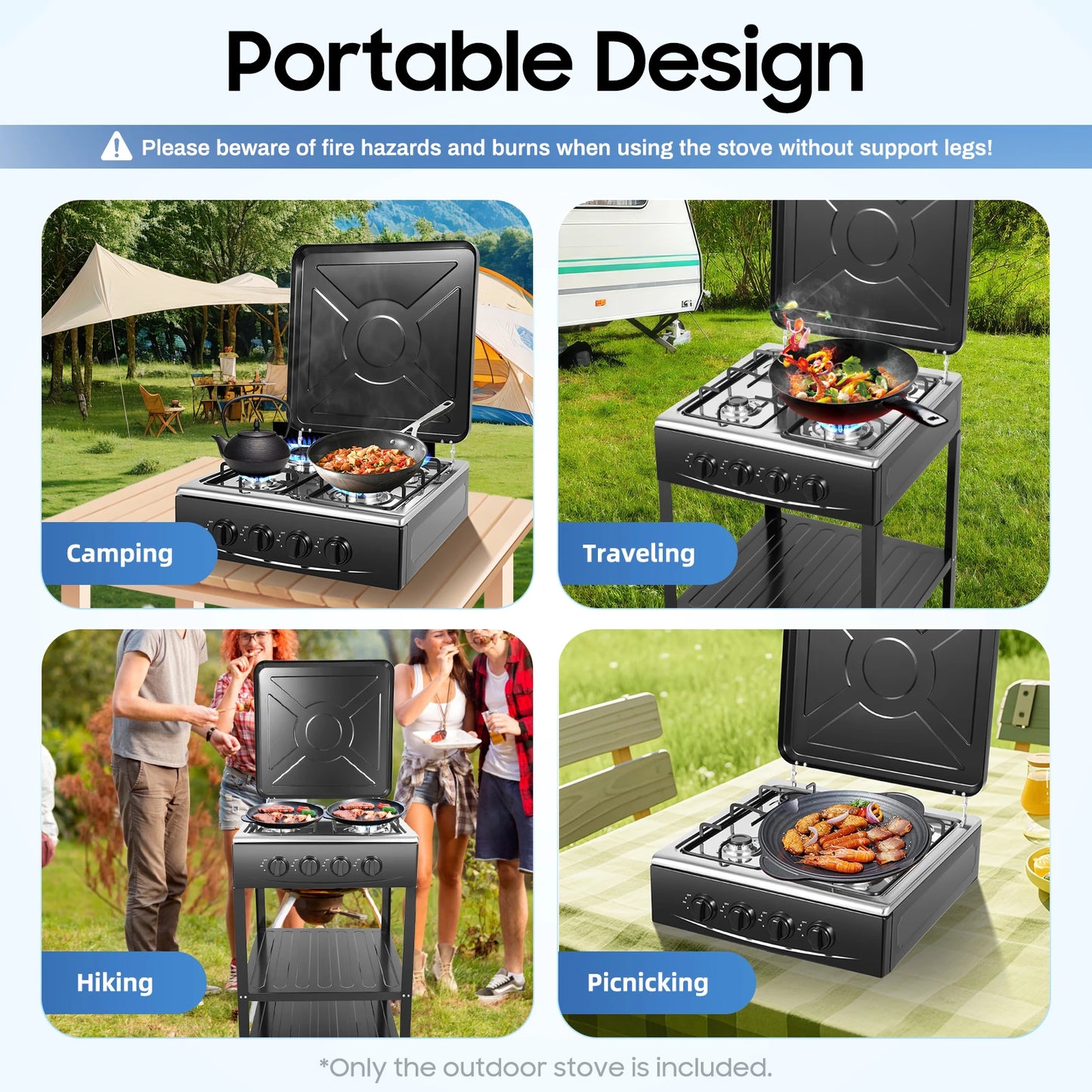 Natural Gas Stove w/ 4 Burners, Classic Appearance