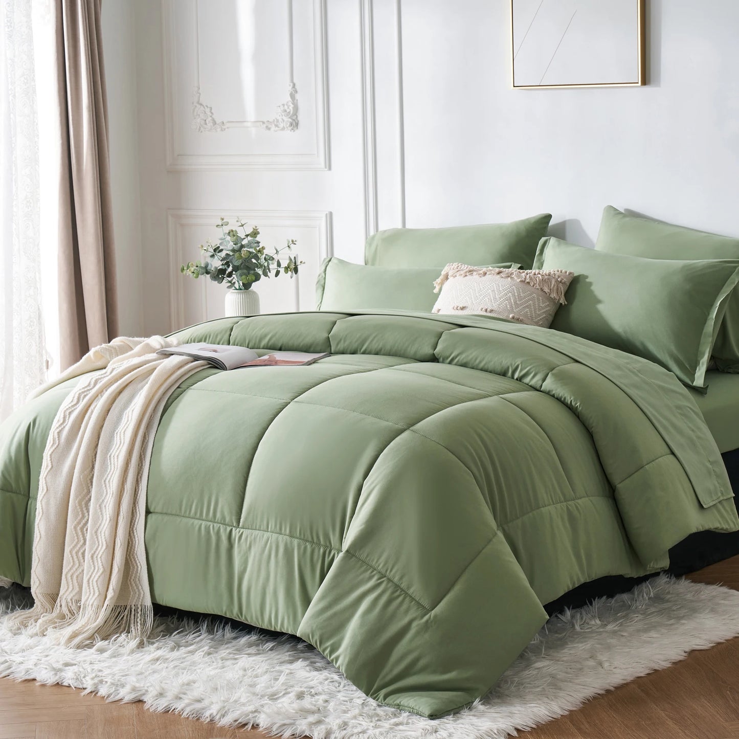7 Piece Bed In A Bag Comforter Set Queen, Stylish
