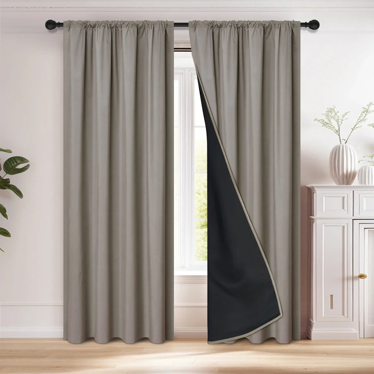 1pc 100% Blackout Curtain with Rod Pocket,