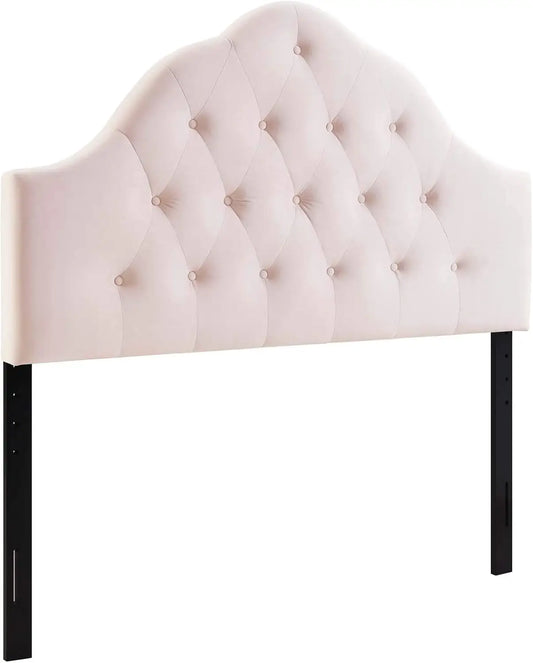 Queen Velvet Headboard with Diamond Tufting,  Pink