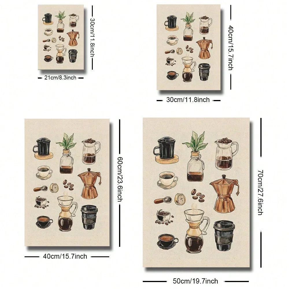 Unframed/Framed Coffee Chart Rustic Canvas Poster