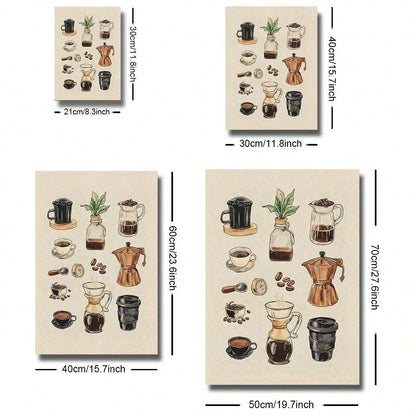 Unframed/Framed Coffee Chart Rustic Canvas Poster