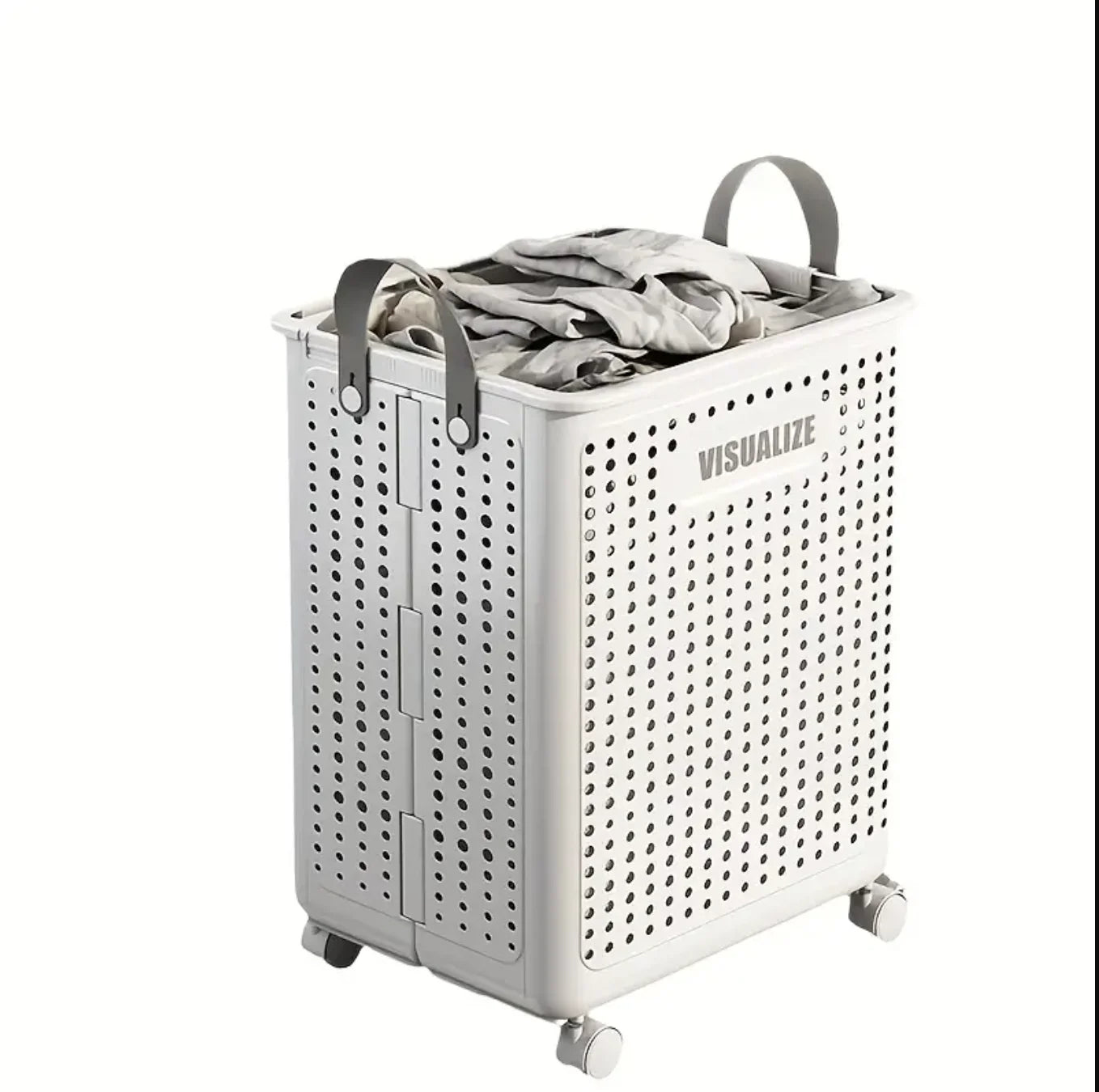66.5L Foldable Laundry Basket with Wheels -