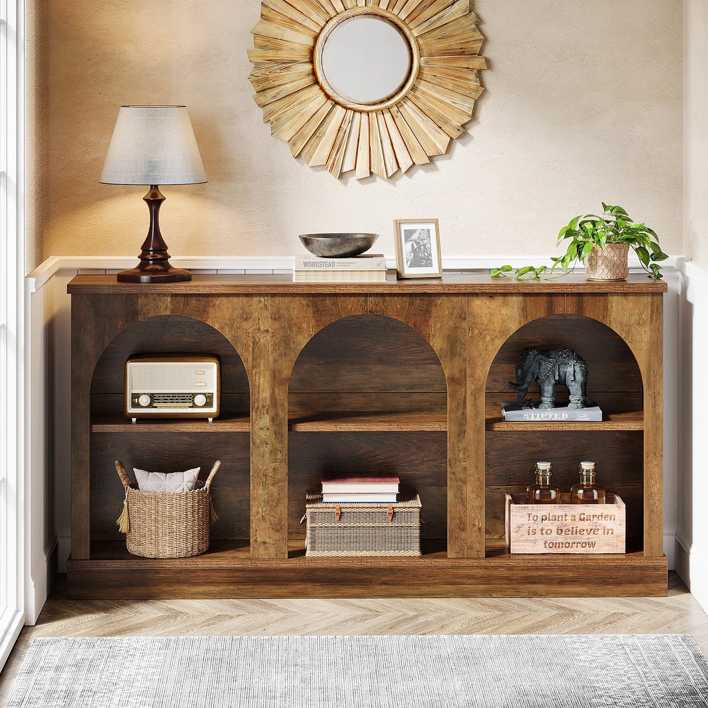 Farmhouse Console Table, 63-Inch Long Entryway Table