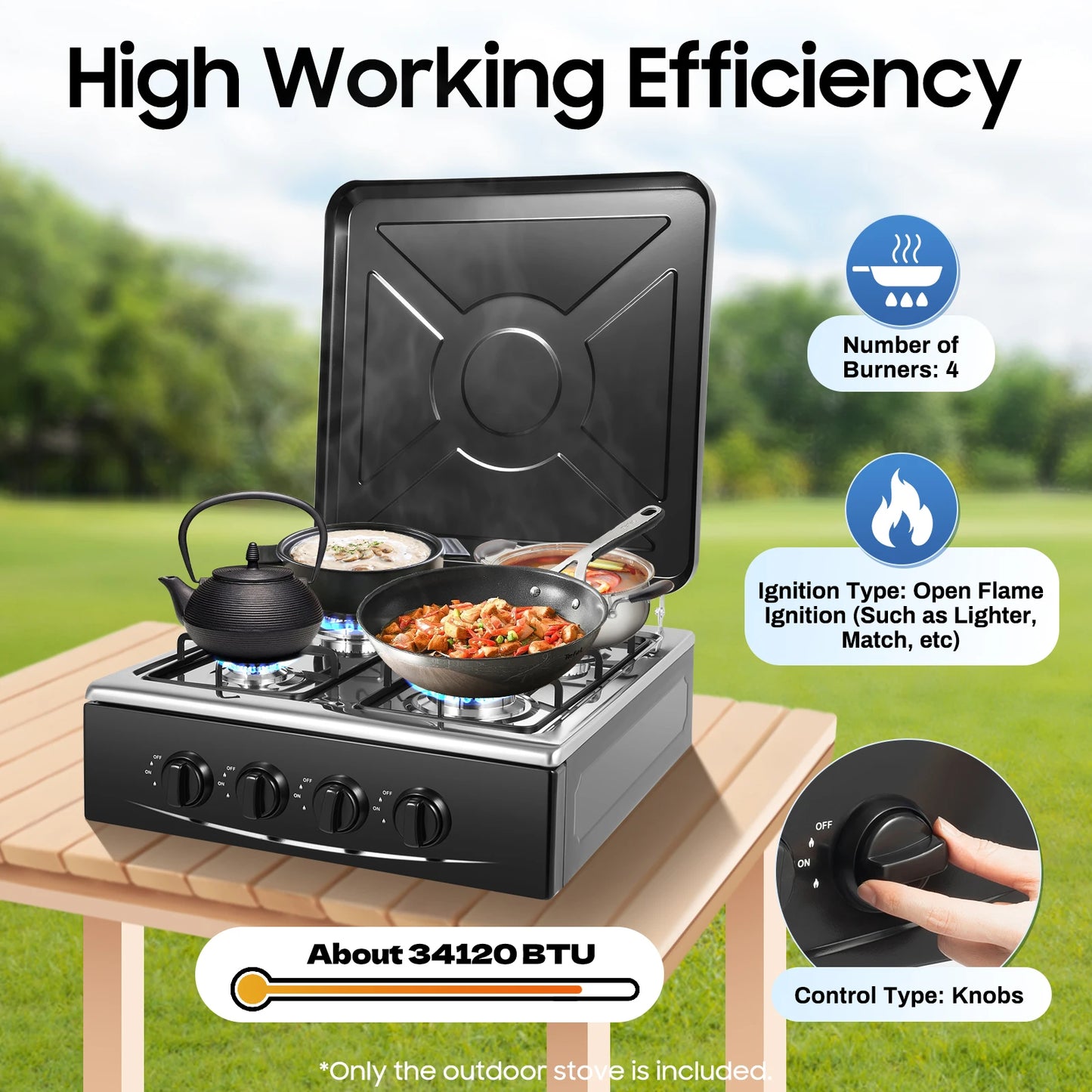 Natural Gas Stove w/ 4 Burners, Classic Appearance