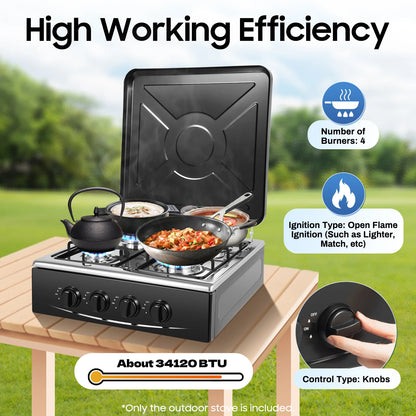 Natural Gas Stove w/ 4 Burners, Classic Appearance