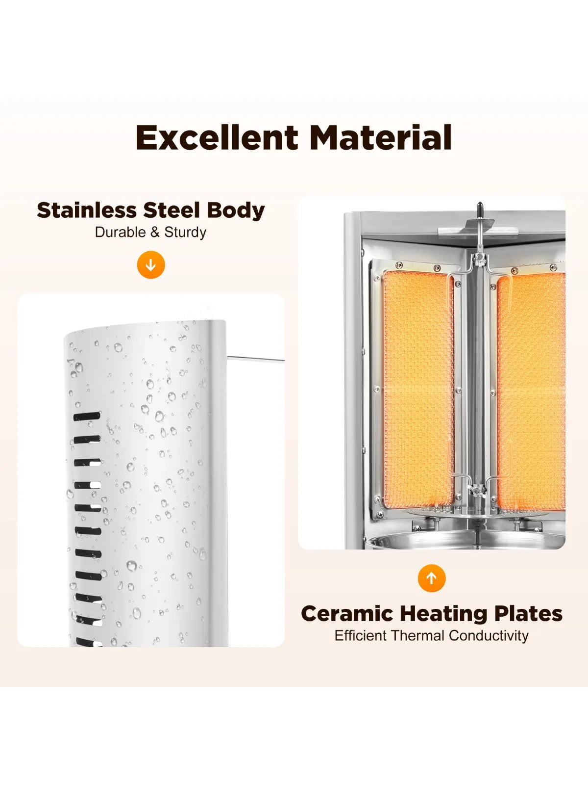 Electric Vertical  Gas Rotisserie Grill Broiler 360° rotating with 2 Burners